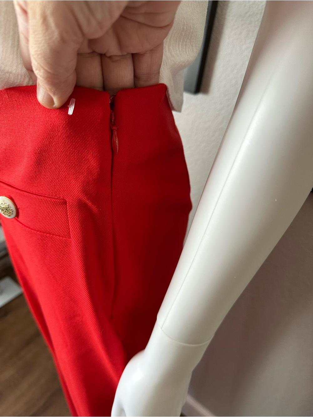 Ann Taylor Red Wide Leg Sailor Pants Gold Crest Buttons - Picture 4 of 9